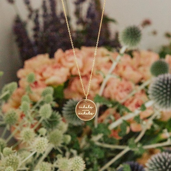 Inhale | Exhale Peaceful Mantra Minimal Necklace - Picture 10 of 16